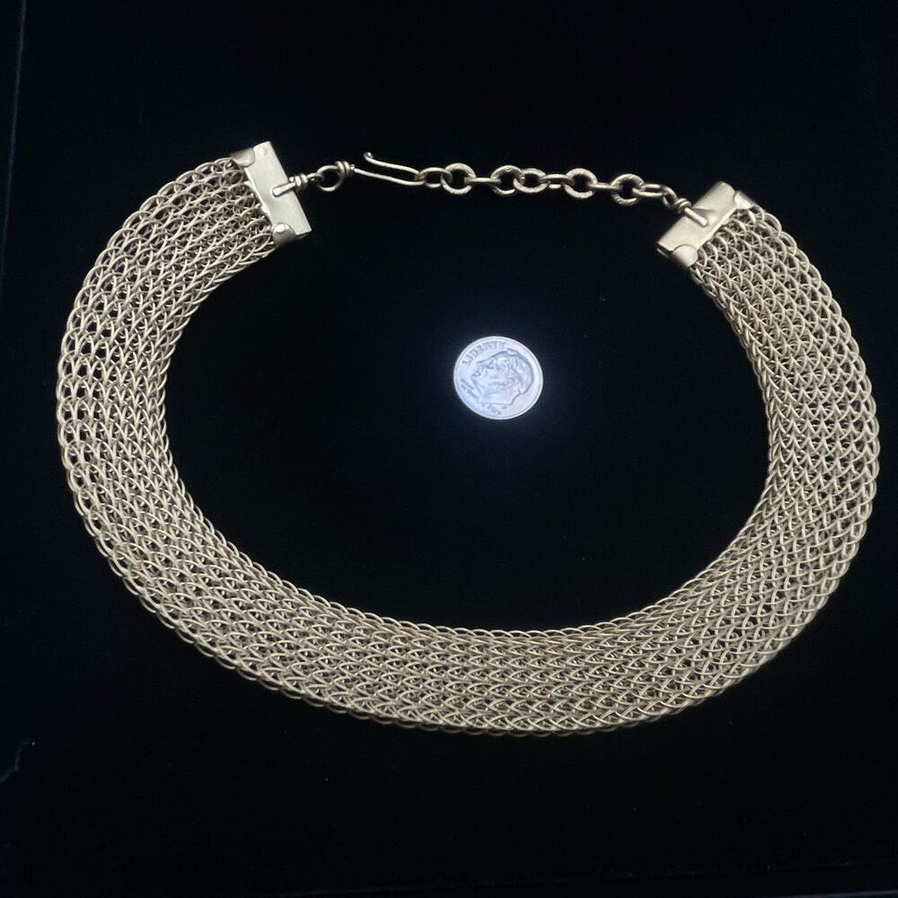 Sarah Cavender Metalworks Gold Tone Mesh Choker 15.5" Necklace Paper Tag Alabama - Picture 8 of 8
